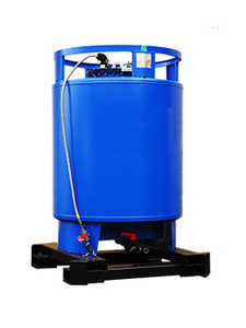 PCM 1000 reusable metallic pressure discharge IBC for liquids.